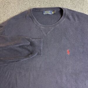 Polo Ralph Lauren Sweatshirt Mens 3XL Navy Blue Crewneck Pullover Red Pony